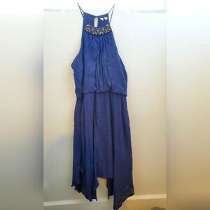 AUW Blue Halter Dress Asymmetrical Juniors Size XL